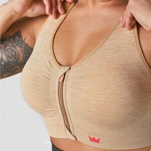 SHEFIT Tan Zip-Front lounge Bra